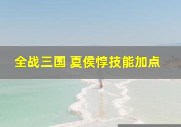 全战三国 夏侯惇技能加点